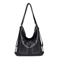 3 IN 1 Rivet Soft PU Leather Shoulder Messenger Bags Large Capacity Women's Hand