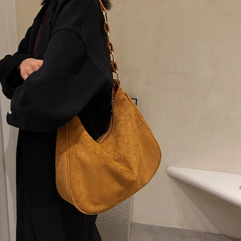 Retro Women's Large-capacity Suede Shoulder Bag