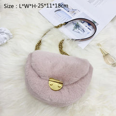 Faux Fur Flap Crossbody Bag Plush Shoulder Winter Shopper Handbag