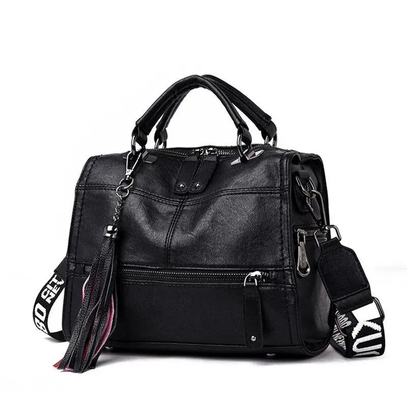Leather Tassel Women's Shoulder Bag High Ladies Handbag