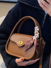 Women's PU Leather Crossbody Shoulder Bag Solid Color Top-Handle Tote