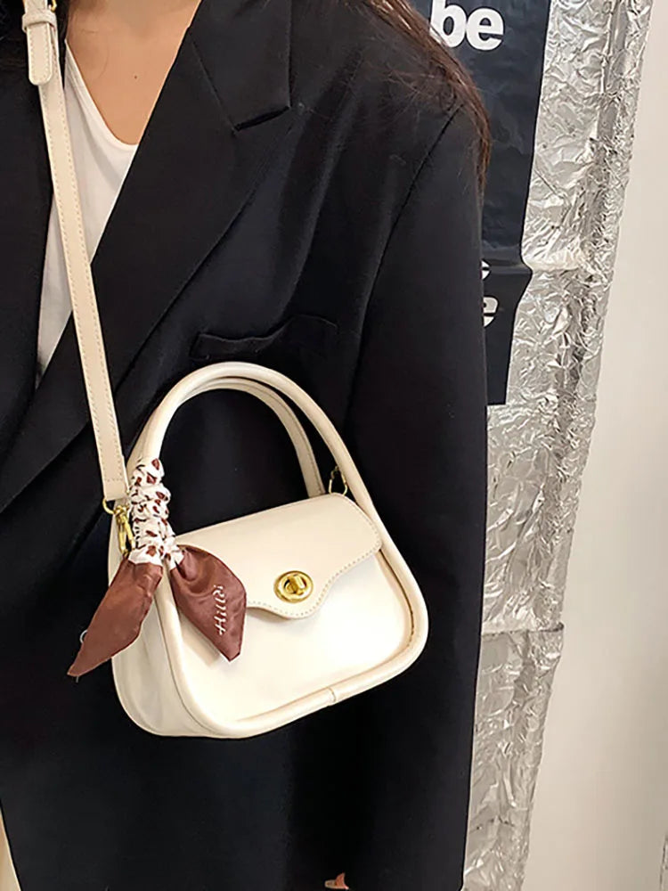 Women's PU Leather Crossbody Shoulder Bag Solid Color Top-Handle Tote
