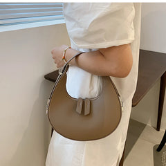Half Moon Crossbody Top Handle Bag Pure Zipper Purses Women