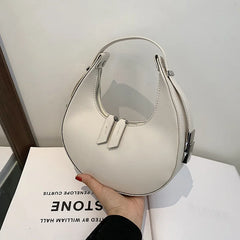 Half Moon Crossbody Top Handle Bag Pure Zipper Purses Women