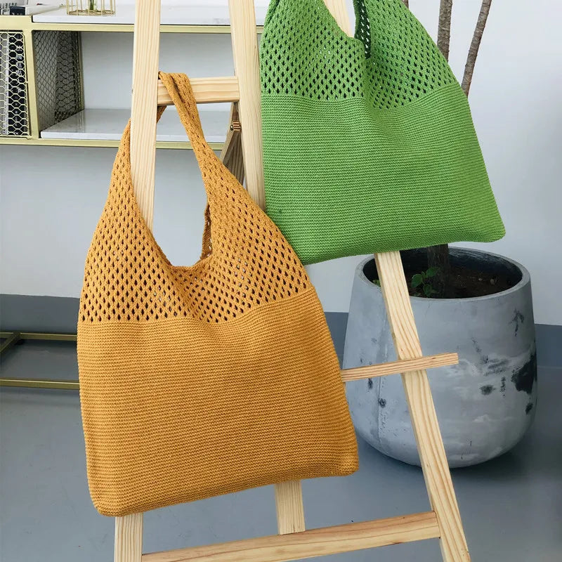 Knitted Handbags Female Large Capacity Totes Women's Pack Summer Beach Bag