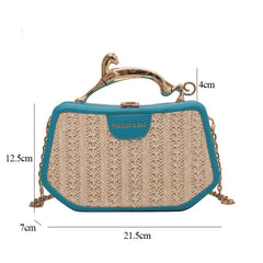 Patchwork Straw Woven Shoulder Messenger Purses Panelled Bags