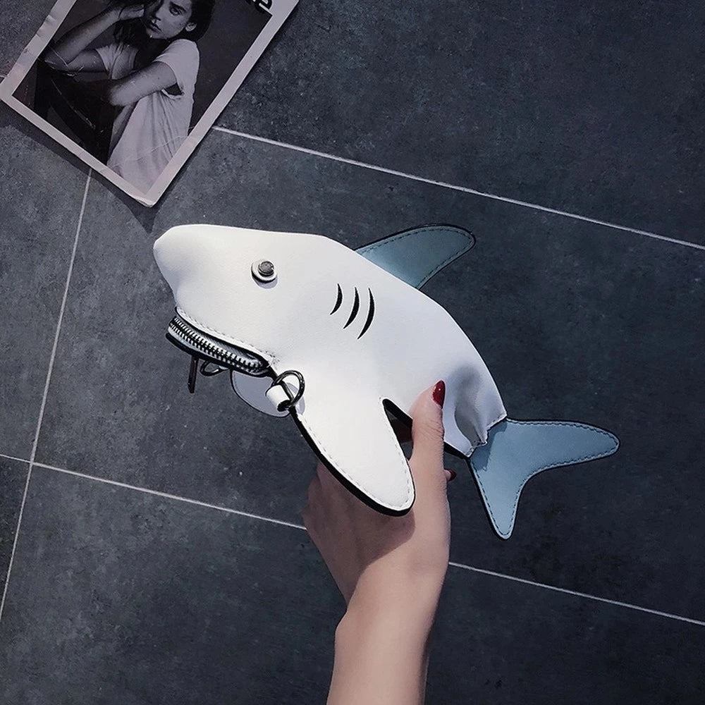 Shark Shape Bag Shoulder Handbag Top Leather Crossbody Cartoon Purse