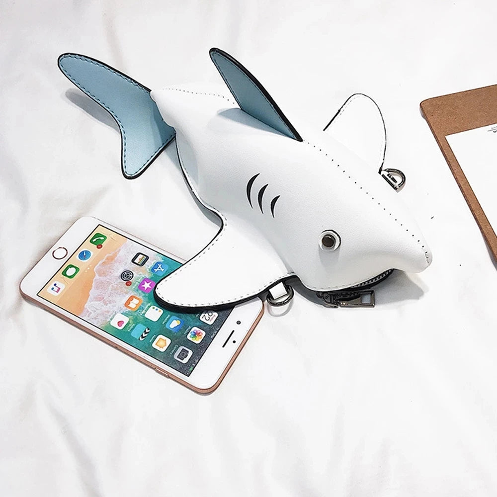 Shark Shape Bag Shoulder Handbag Top Leather Crossbody Cartoon Purse