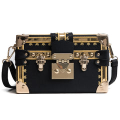 Vintage Metal Frame Rivets Crossbody Small Box Purse