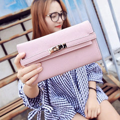 Women Wallet Money Bag Cell Pocket Ladies Long Purse Lock Clutch