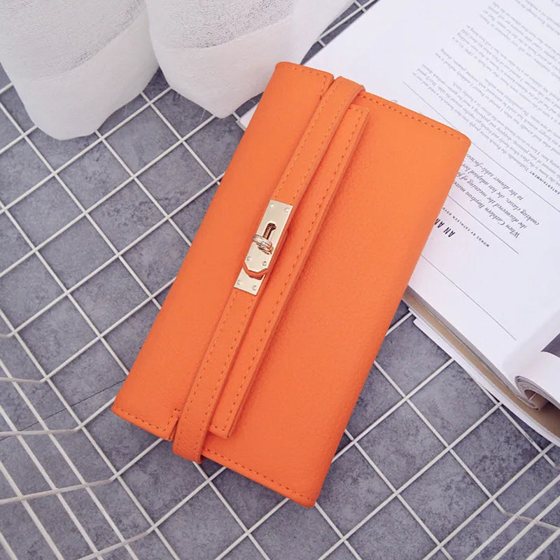 Women Wallet Money Bag Cell Pocket Ladies Long Purse Lock Clutch