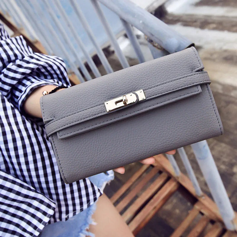 Women Wallet Money Bag Cell Pocket Ladies Long Purse Lock Clutch