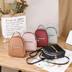Mini Soft Leather Women Backpack - Small Bagpack Satchel Shoulder Bag