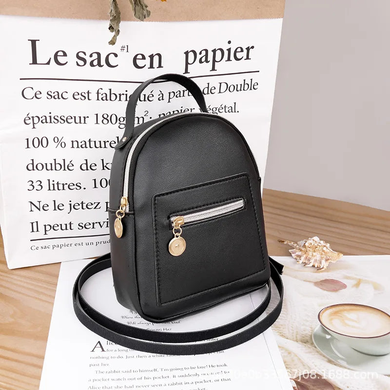 Mini Soft Leather Women Backpack - Small Bagpack Satchel Shoulder Bag