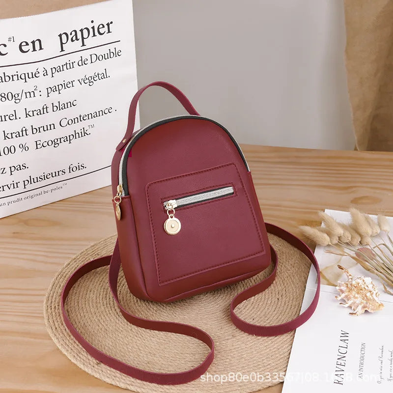 Mini Soft Leather Women Backpack - Small Bagpack Satchel Shoulder Bag