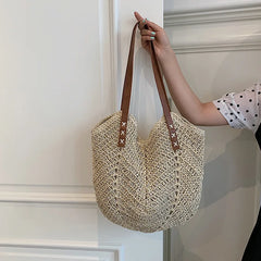 Raffia Round Barrel Woven Crossbody Bag Handbags Beach Shoulder
