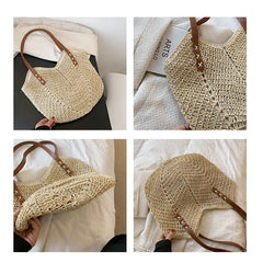 Raffia Round Barrel Woven Crossbody Bag Handbags Beach Shoulder