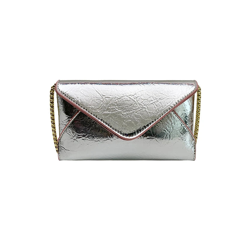 Women Envelop Clutch Handbag Purse PU Leather Chain Shoulder Crossbody Bag