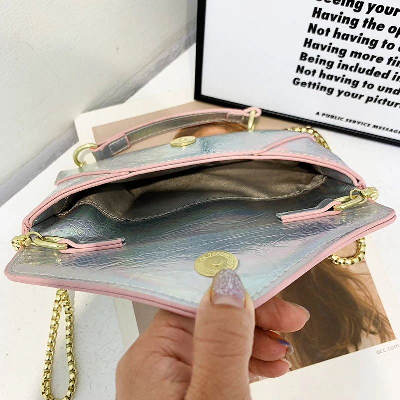 Women Envelop Clutch Handbag Purse PU Leather Chain Shoulder Crossbody Bag