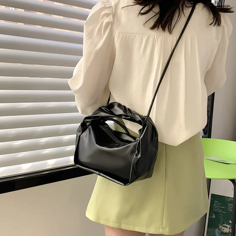 Women Leather Pillow Bag Short Handle Shoulder Crossbdoy Bags for Women