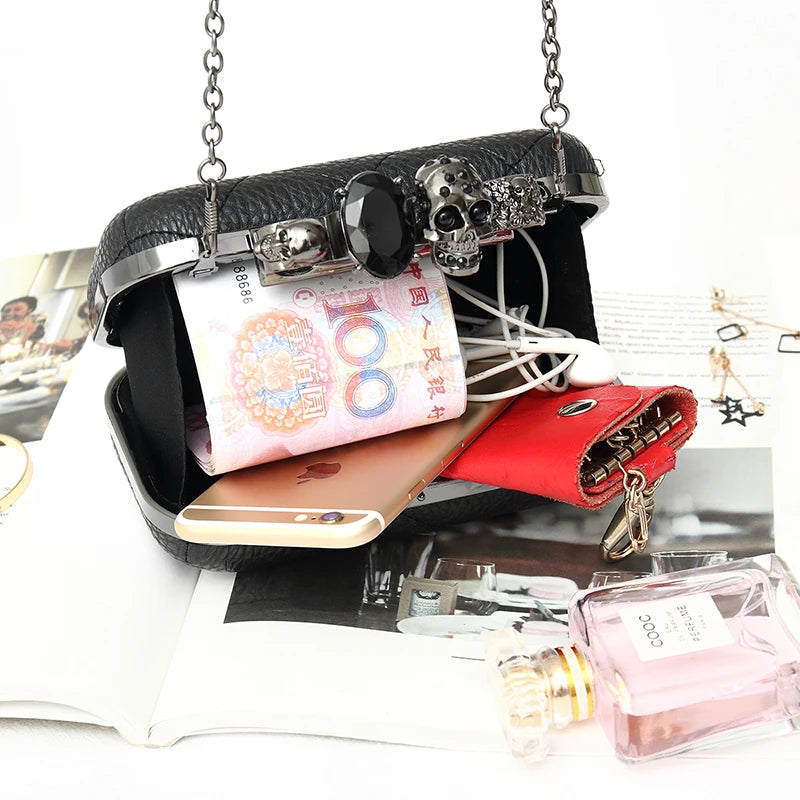 Skull Head Clutch Purse Ladies Shoulder Bag