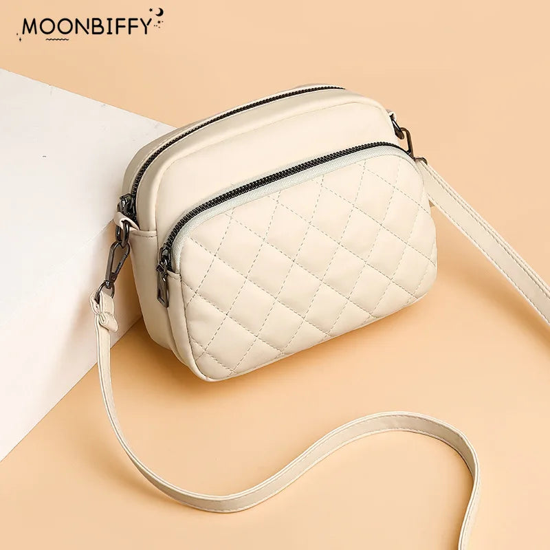 Diamond Lattice Women Shoulder Bag PU Leather Crossbody Handbag