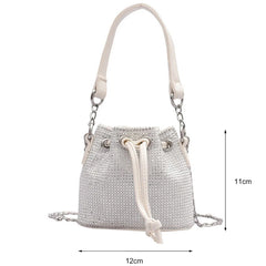 Diamond Rhinestone Bucket Chain Shoulder Bag Women Crossbody Tote