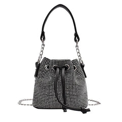 Diamond Rhinestone Bucket Chain Shoulder Bag Women Crossbody Tote