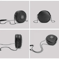 Diamonds Circular Bag Women Shoulder Bag Rivet Crossbody Small Bag