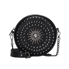 Diamonds Circular Bag Women Shoulder Bag Rivet Crossbody Small Bag
