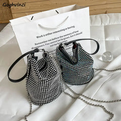 Diamonds PU Shoulder Bags Women Large Capacity Bucket Bag