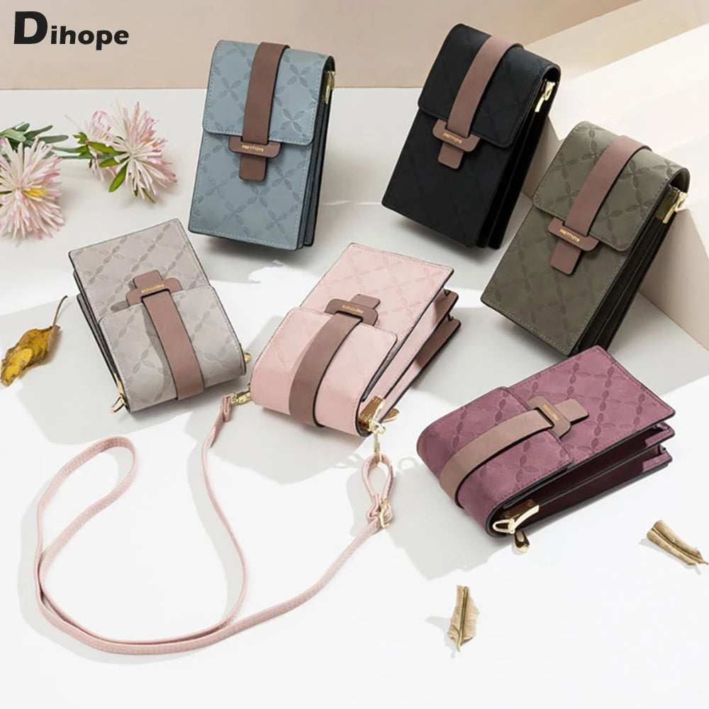 Plaid Print Messenger Bags Small Crossbody PU Leather Shoulder Bag