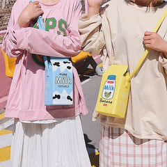 Cartoon Print Ladies Crossbody Bags Milk Box Women Shoulder Bags