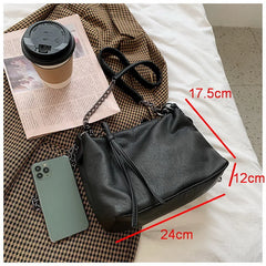 Retro Crossbody Bag Small Square Soft PU Leather Shoulder Chain Female Bag