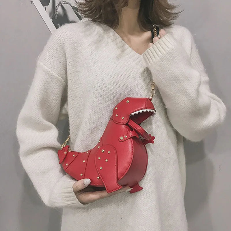 Dinosaur Rivets Women's Crossbody Bag Pu Leather