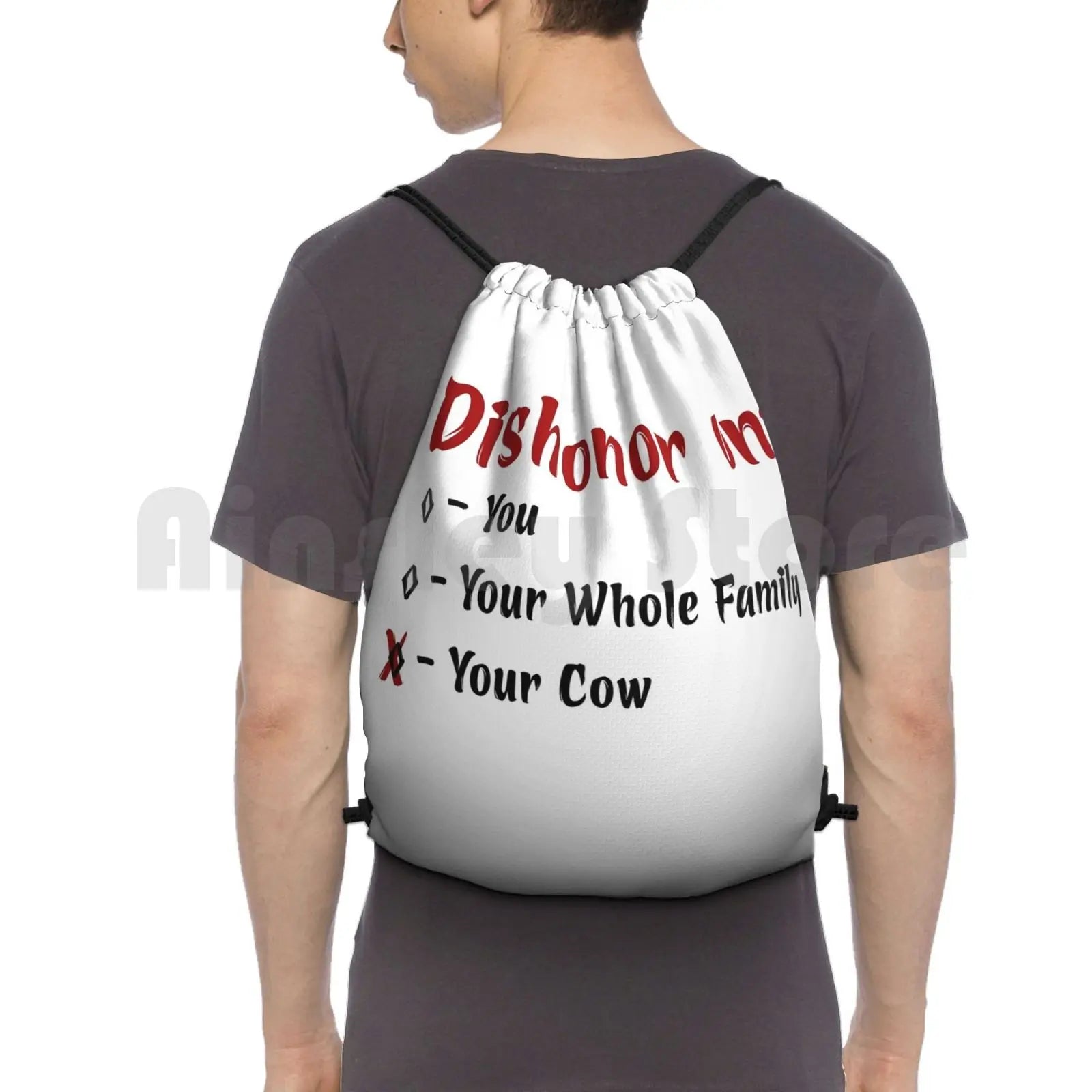 Funny Dragon Cow Gym Bag Waterproof Drawstring Bags
