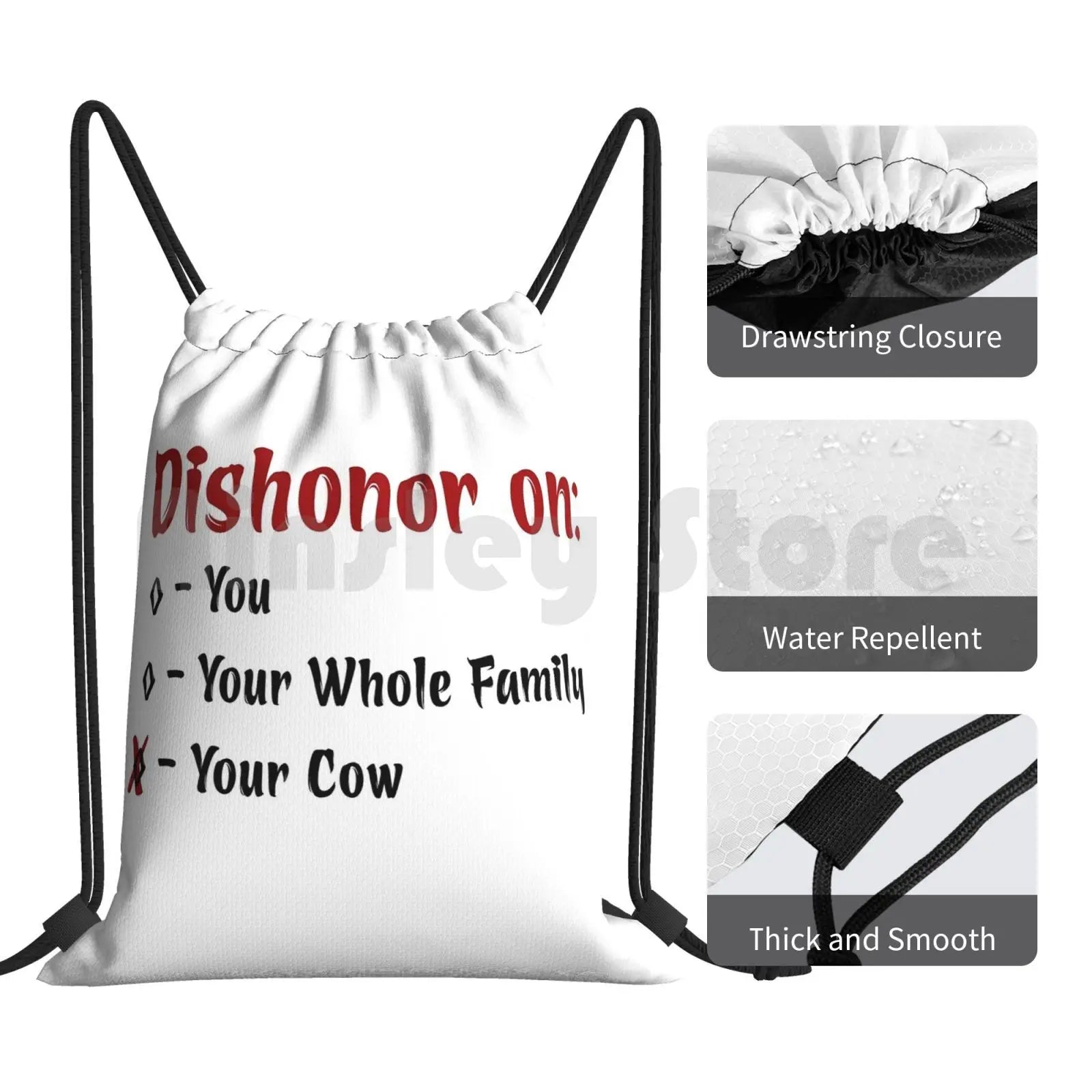 Funny Dragon Cow Gym Bag Waterproof Drawstring Bags