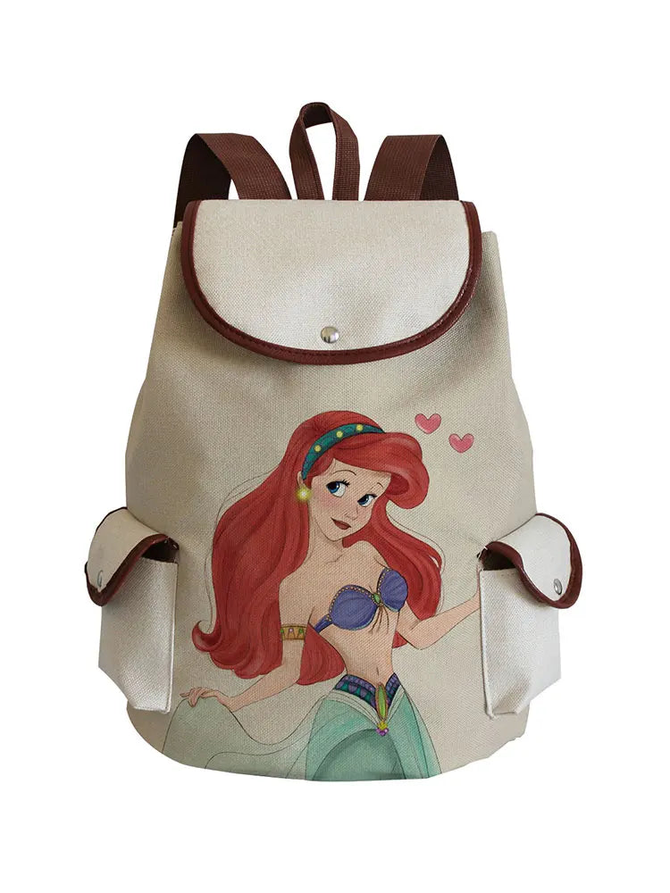 Mermaid Princess Printed Drawstring Backpack Girl School Bag