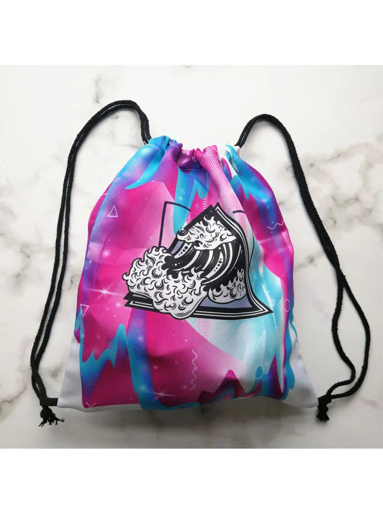 Princess Snow Drawstring Backpack Girl Bookbag Portable Storage Bag
