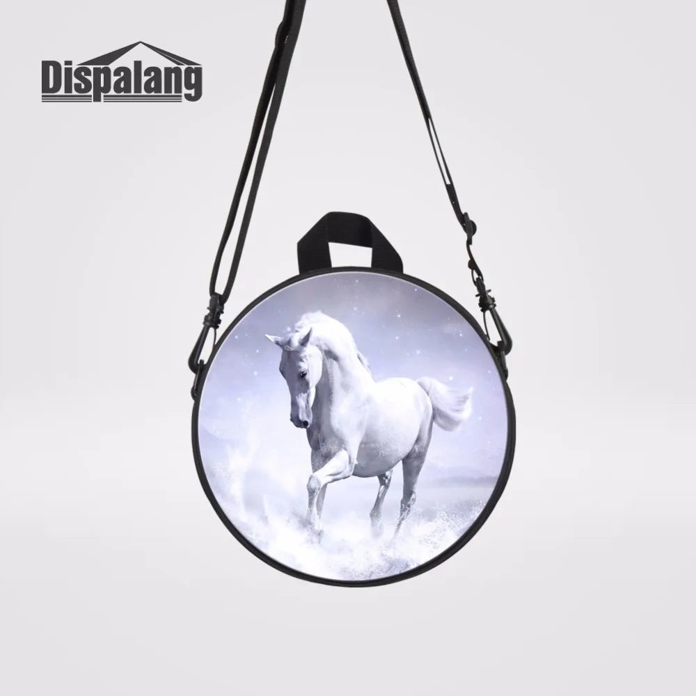 Crazy Horse Prints School Bag for Kids Round Messenger Bag