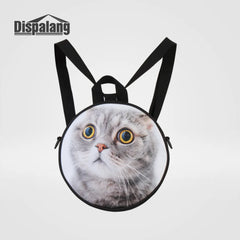Flower Tree Print Small Round Backpack For Womens Kids Kindergarten School Bag