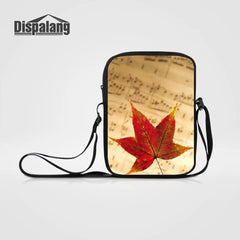 Maple Leaves Print Mini Messenger Bag for Women