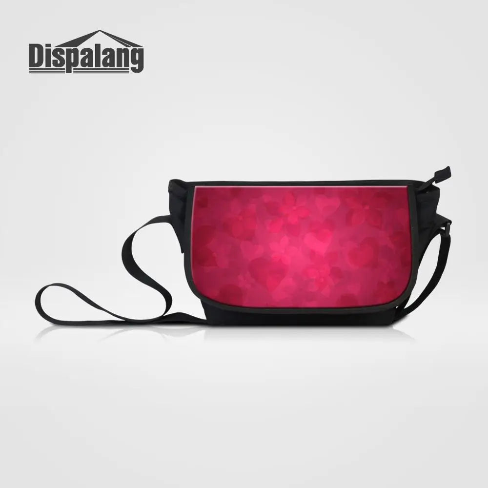 Violet Heart Prints Crossbody Bag Canvas Women Messenger Bags