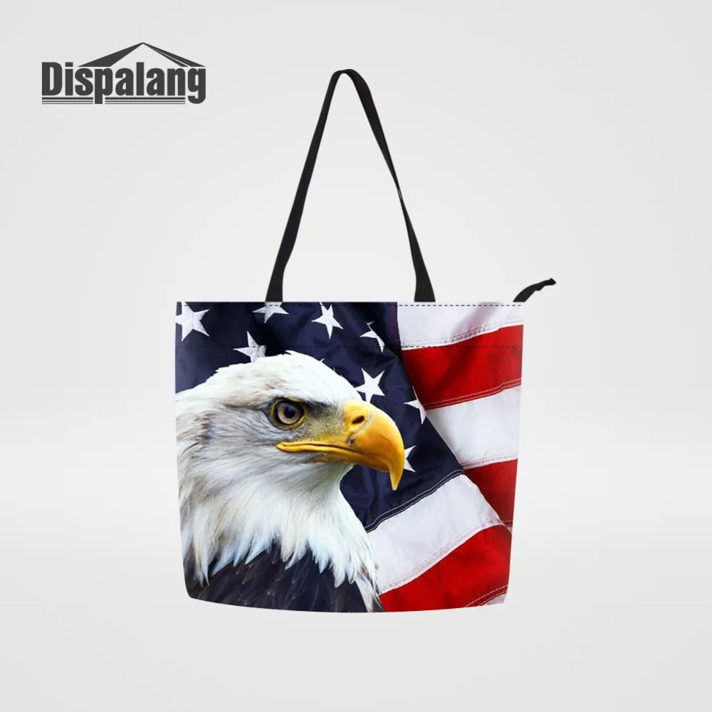 Eagle Printed Canvas Tote Bag for Lady Animal Parrot