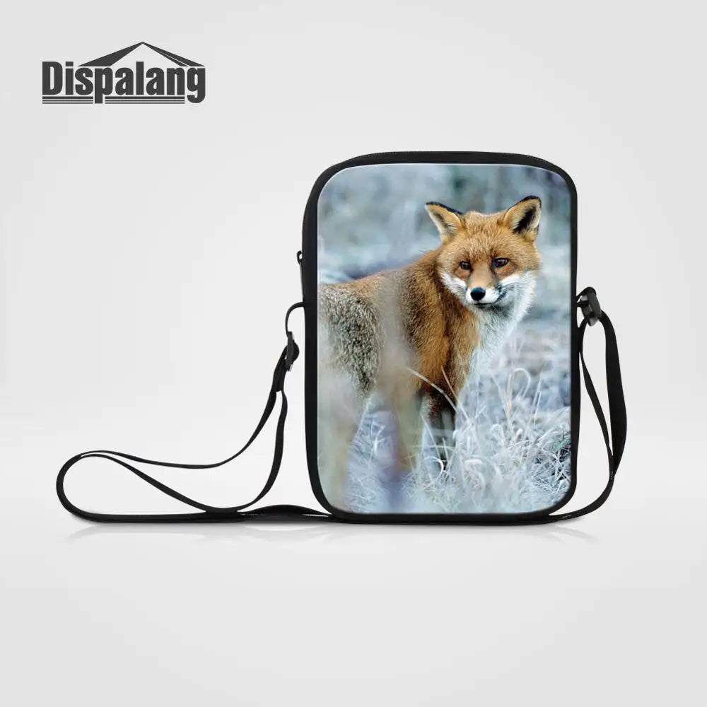 Women Small Messenger Bags Fox Prints Female Crossbody Shoulder Bag