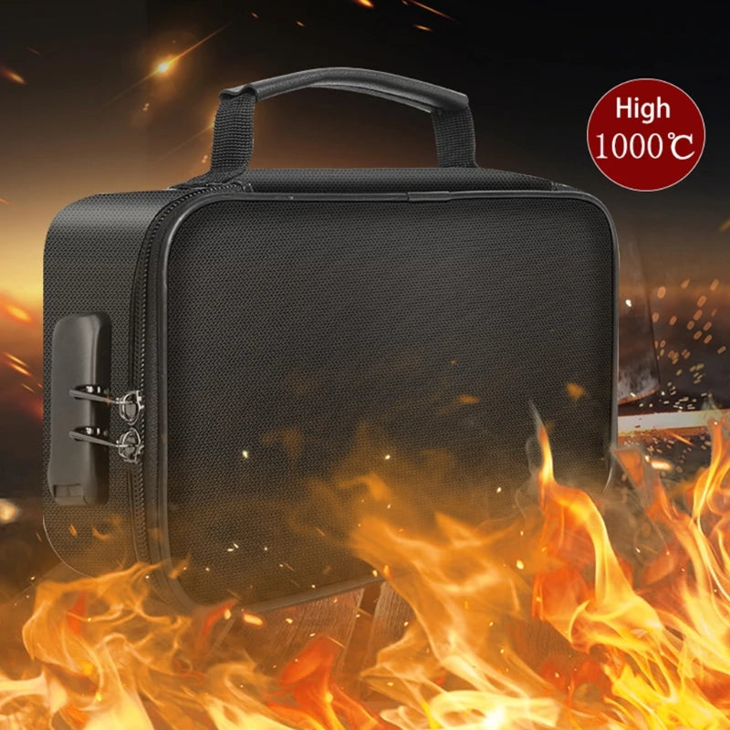 4-Layer Document Organizer Bag Fireproof Water-Resistant Zipper File Storage