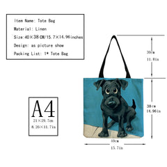 Dog Cartoon Print Ladies Tote Bag Eco Friendly Animal Women's Bag