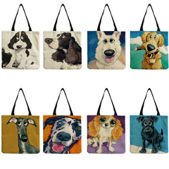 Dog Cartoon Print Ladies Tote Bag Eco Friendly Animal Women's Bag