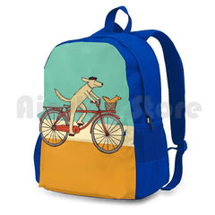 Dog & Squirrel Whimsical Art Dog Bike Backpack Waterproof Camping