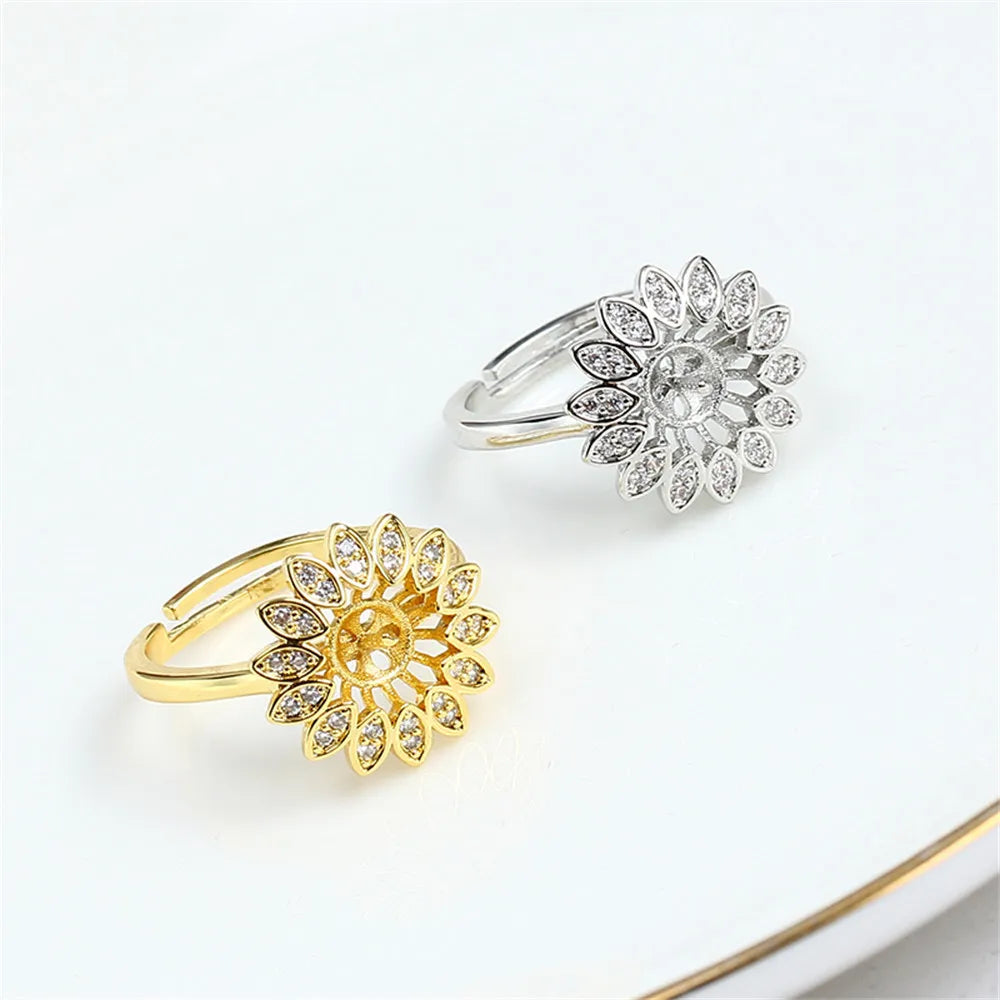 14k Court Style Sunflower Pearl Empty Tray DIY Accessories